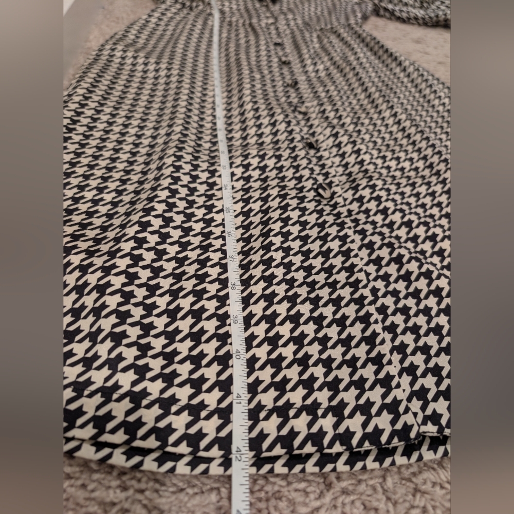 Vintage RARE BCBG Paris Silk Satin Houndstooth Shirt Dress Size 6 - Picture 16 of 16